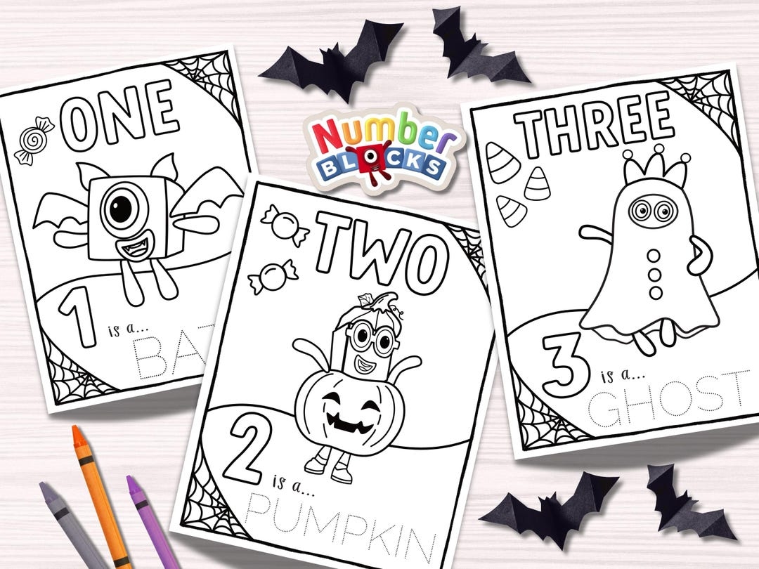 Numberblocks HALLOWEEN Colouring Pages Digital Printable 11 Pages Number Recognition Writing Practice NUMBERBLOCKS Coloring Book Etsy Norway
