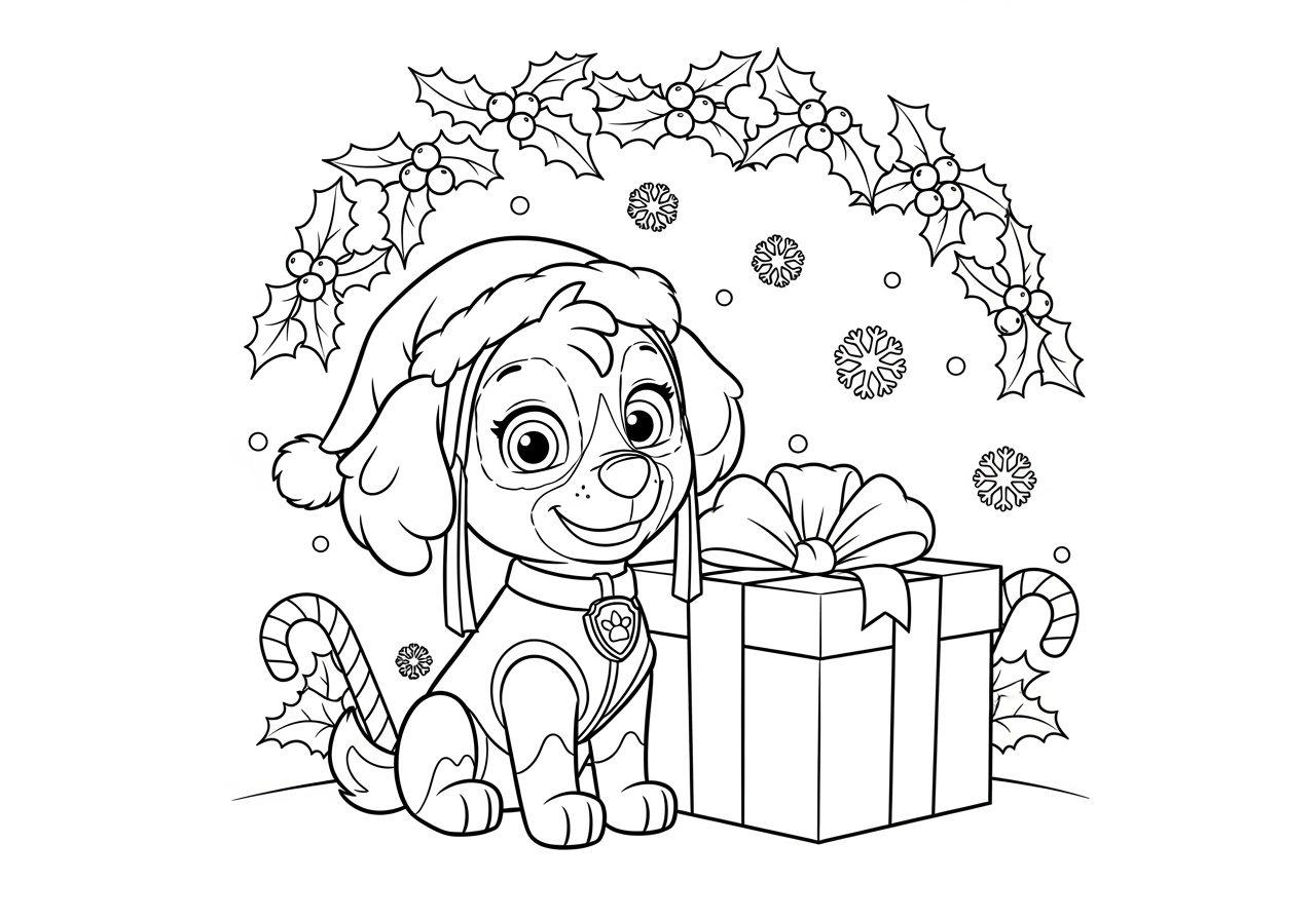 Paw Patrol Skye Christmas Coloring Page Free Printable 