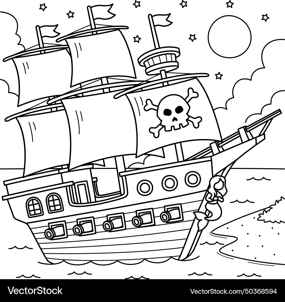 Pirate Ship Coloring Page