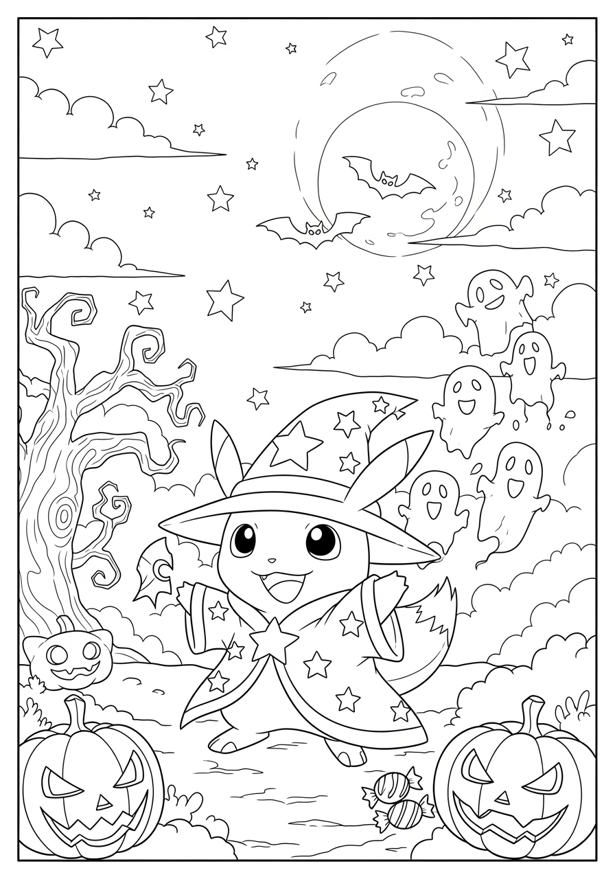 pokemon halloween coloring pages