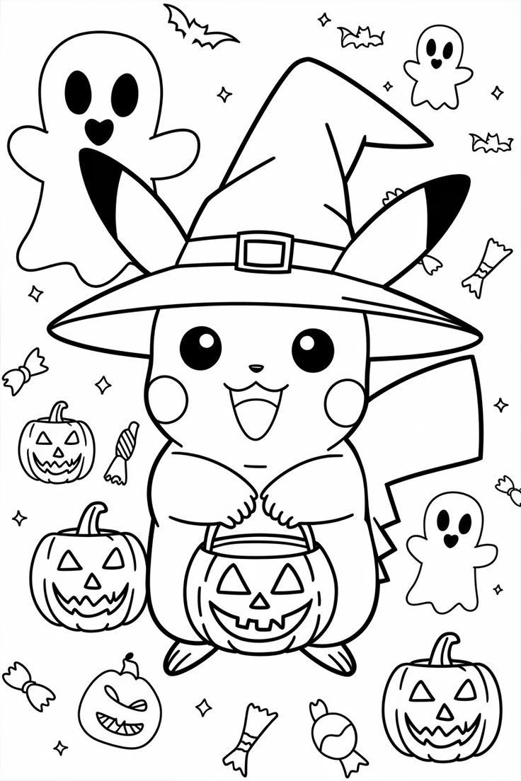 Pok mon Halloween Coloring Pages Ideas Free 