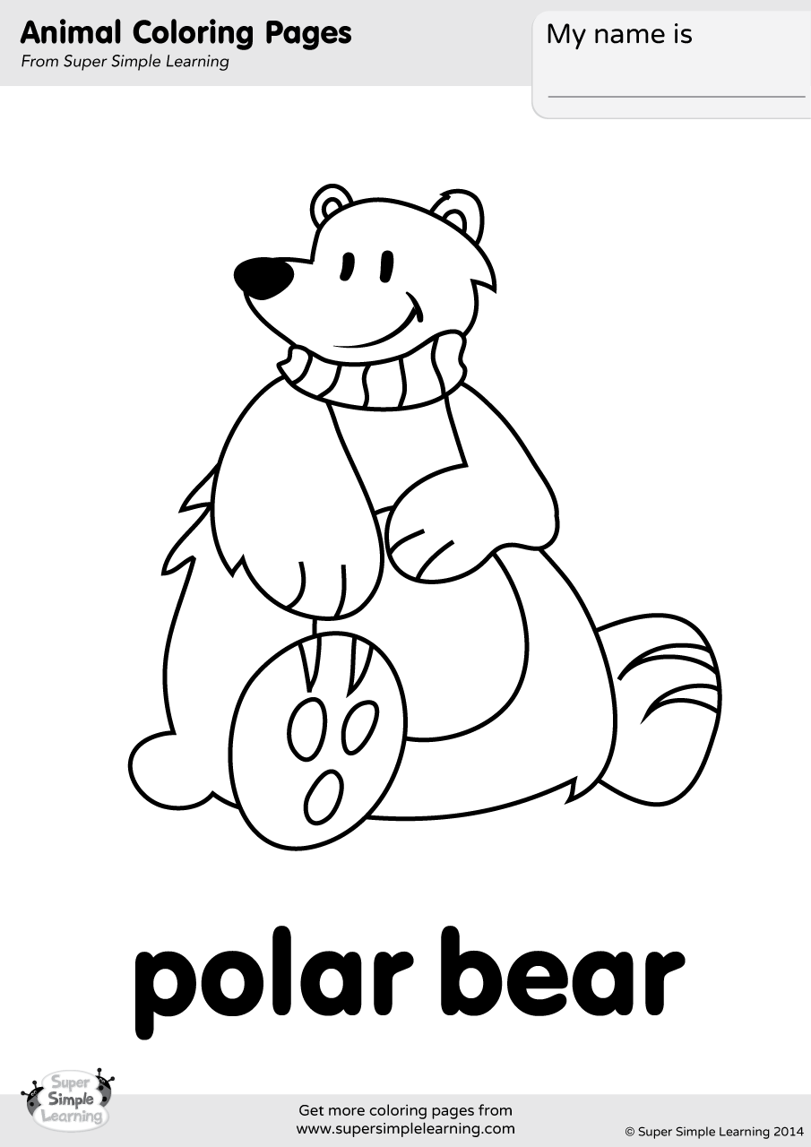 Polar Bear Coloring Page Super Simple