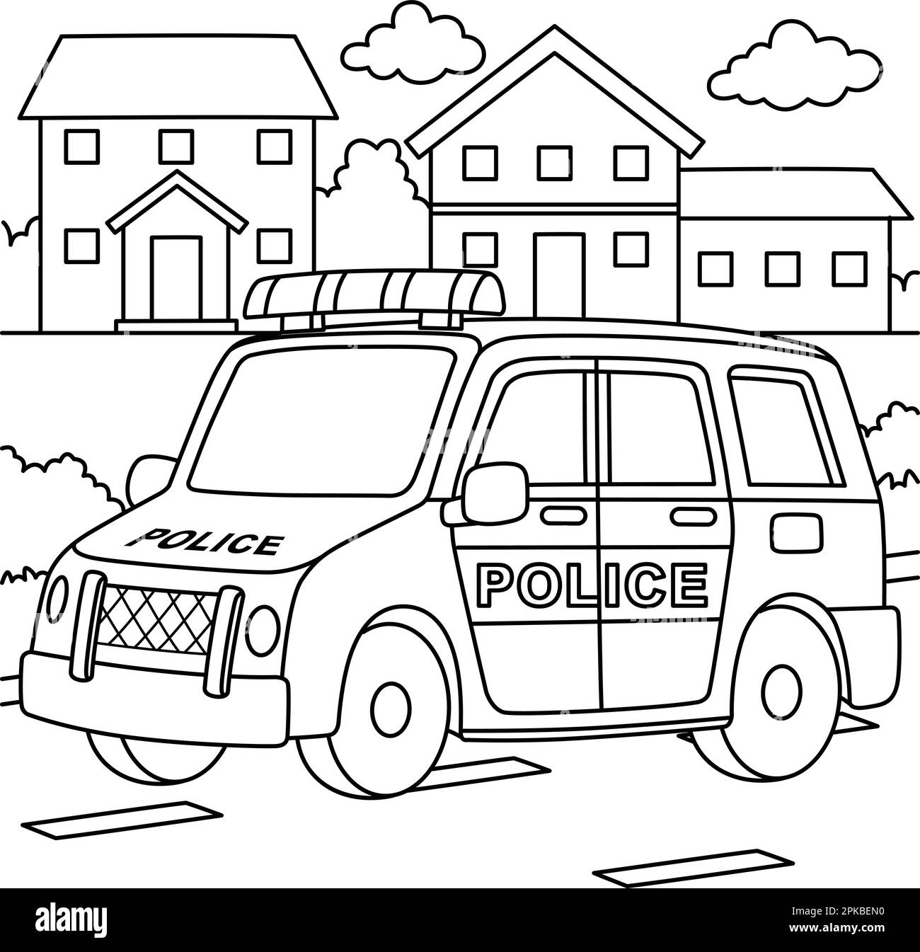 Police Car Coloring Page For Kids Stock Vector Image Art Alamy