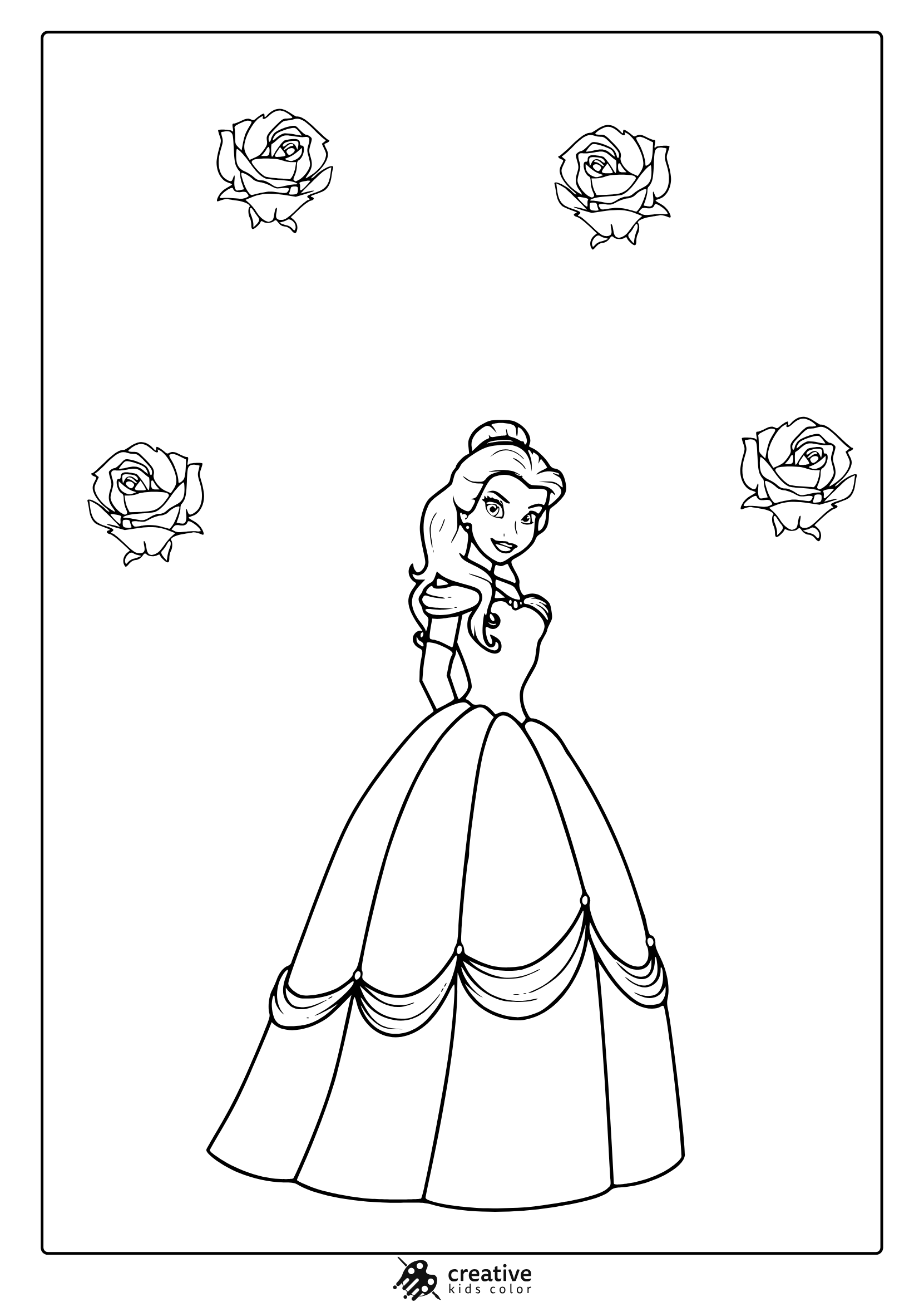 disney belle colouring pages