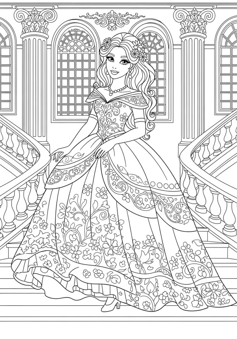 Princess Dress Coloring Page Printable Fairy Tale Fun Princess Dress Coloring Page Printable Fairy Tale Fun