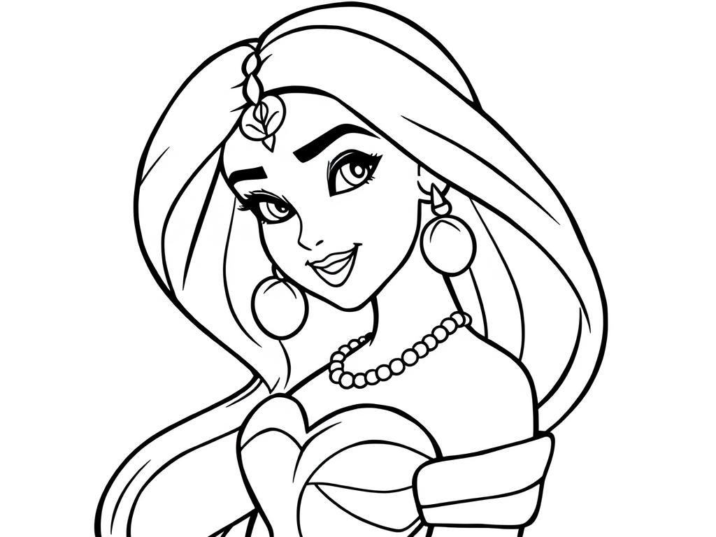 Princess Jasmine Coloring Page From Aladdin Free Printable Coloring Page