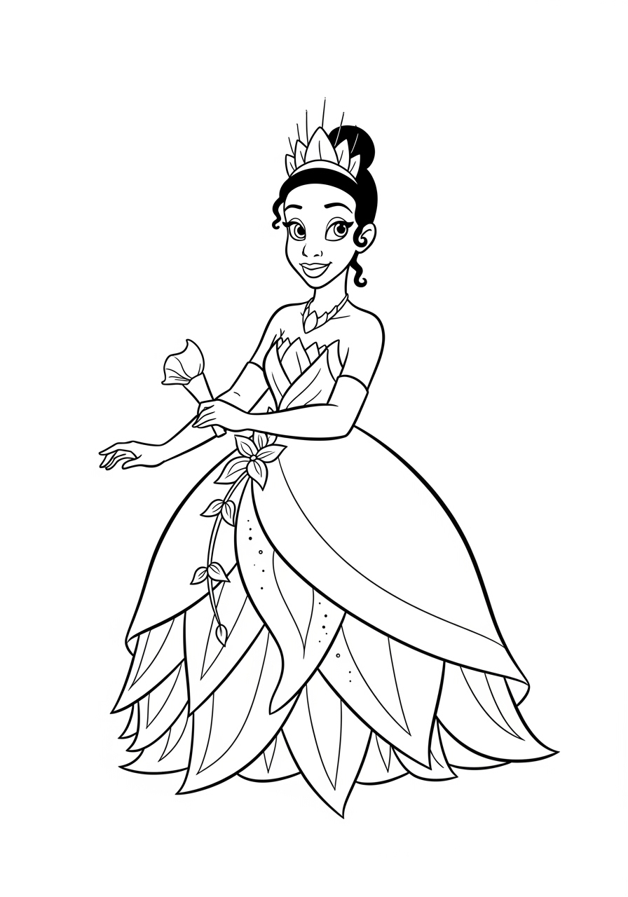 Princess Tiana Coloring Page Printable Fun For Kids Princess Tiana Coloring Page Printable Fun For Kids