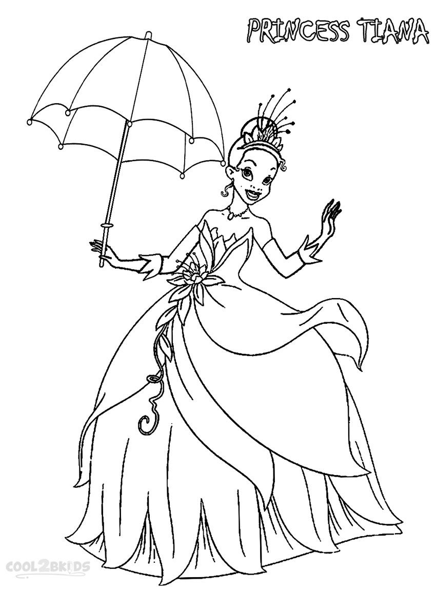 princess tiana pictures to color