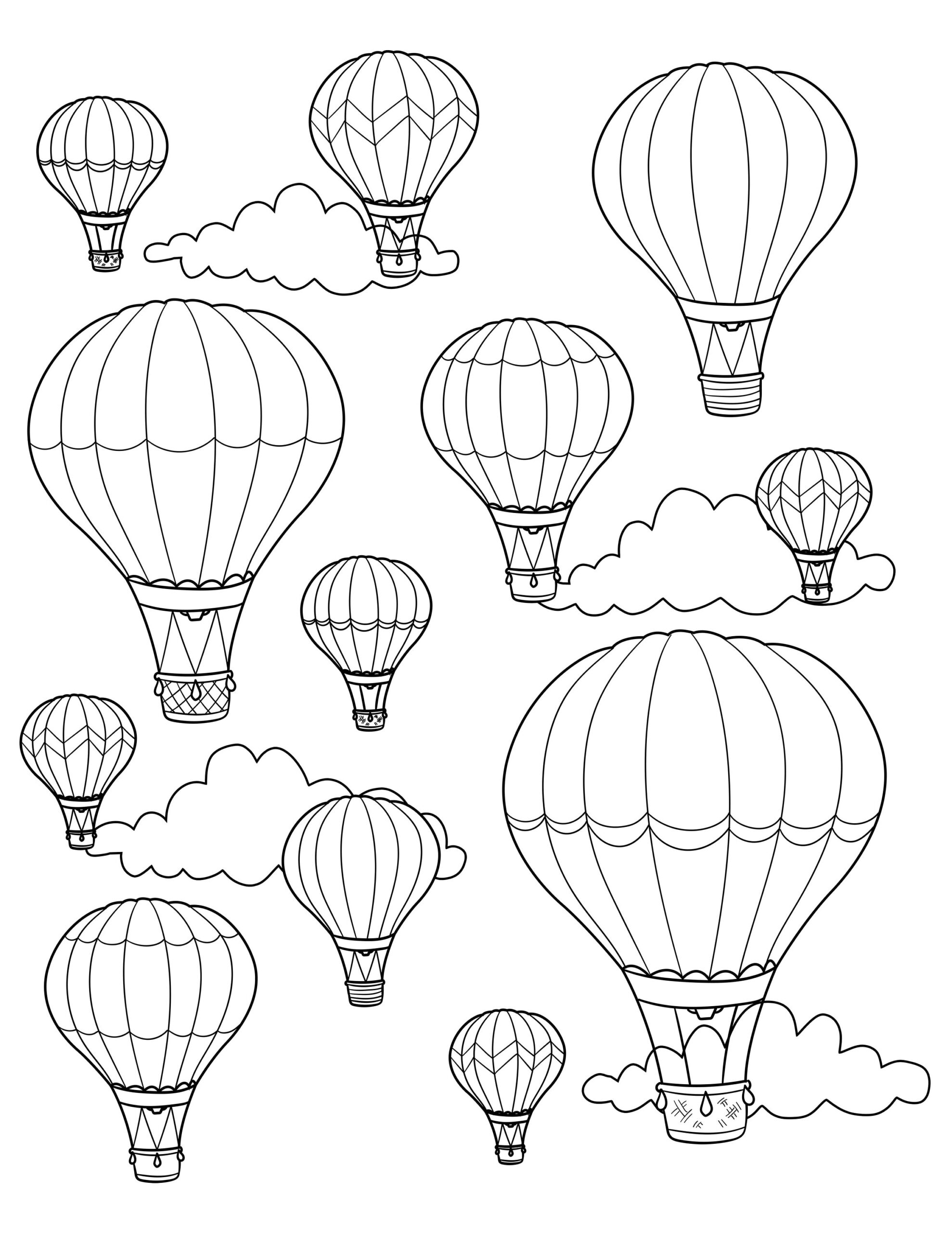 Printable Hot Air Balloon Coloring Page Digital Download Festival Of Balloons Etsy Hong Kong