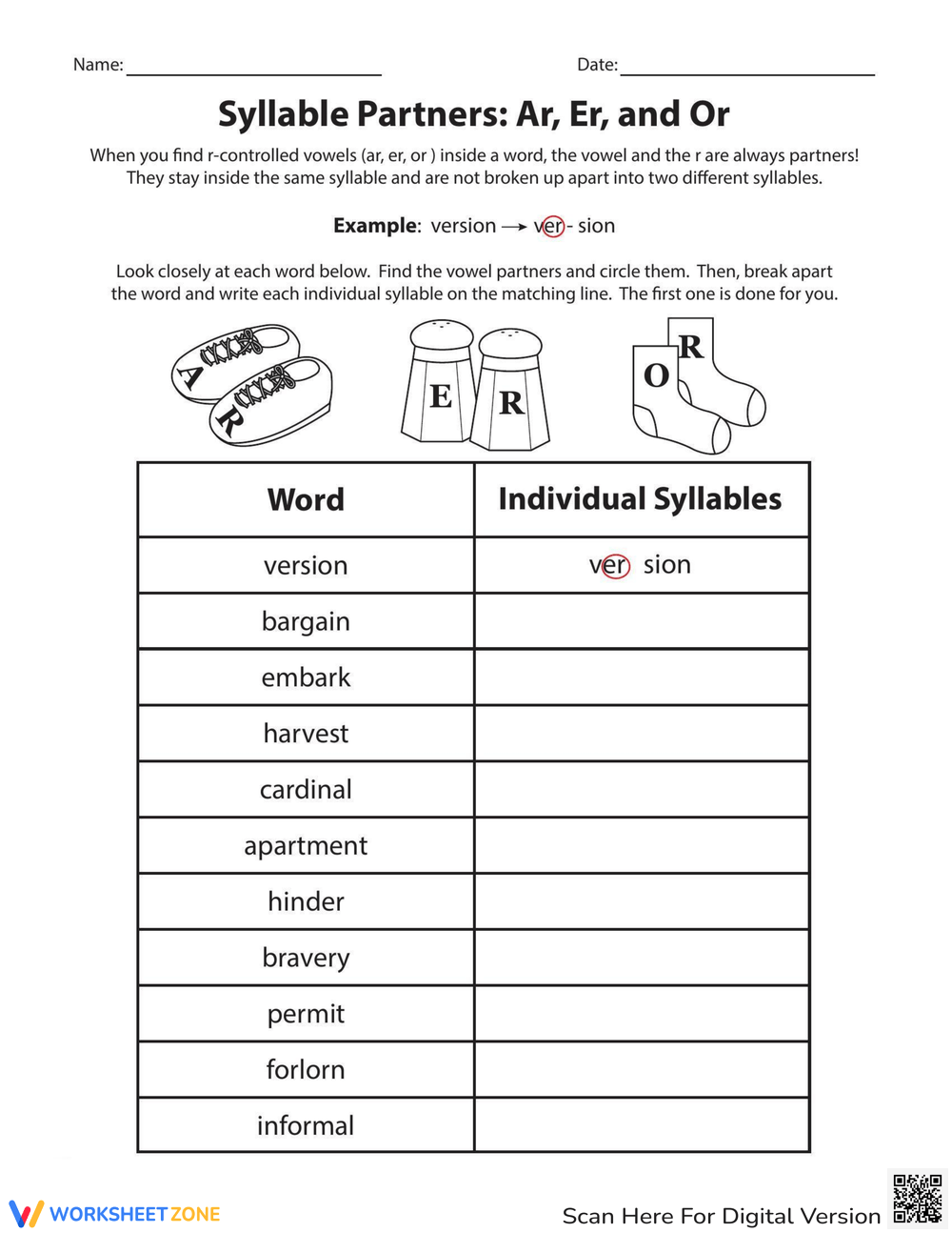 Printable Syllables Worksheets