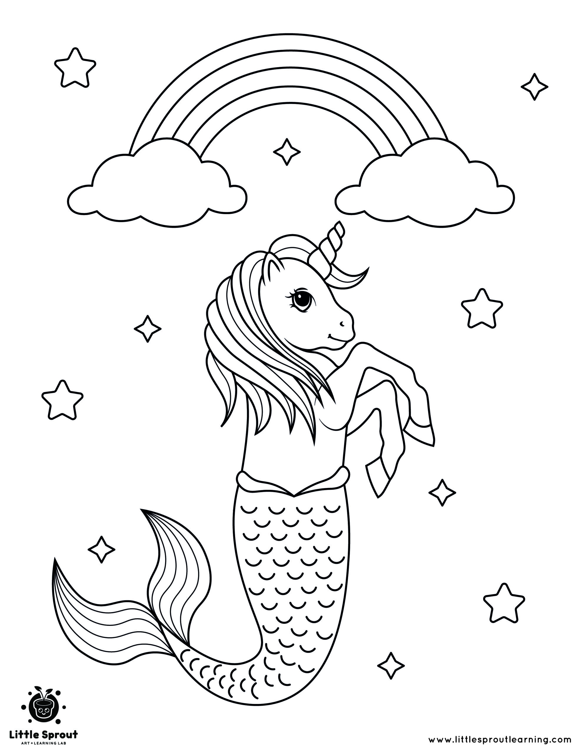 colouring pages unicorn rainbow