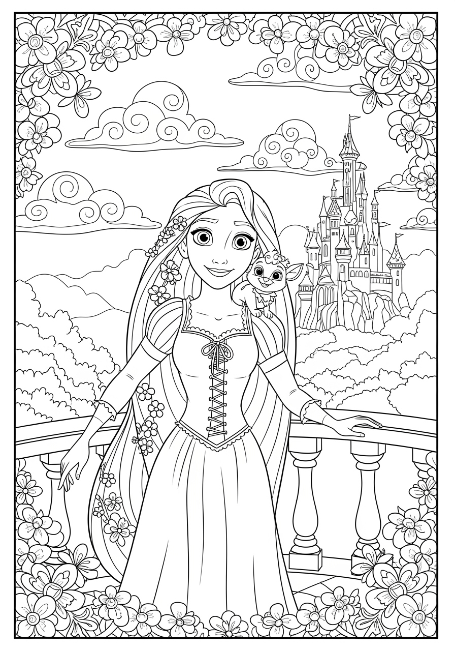 Rapunzel Tangled Coloring Page For Kids