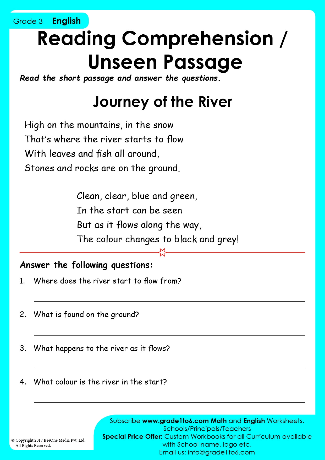 Prose Comprehension For Class 3