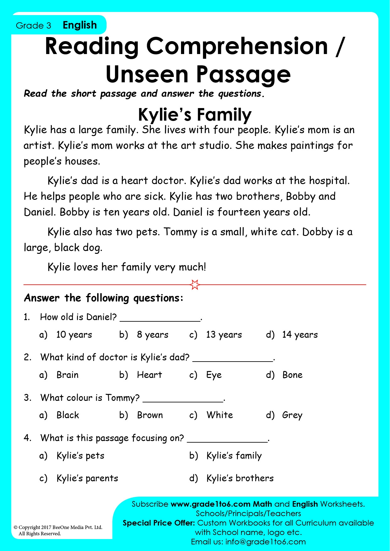 Reading Comprehension Worksheets For Grade 3 Grade1to6 Worksheets Library