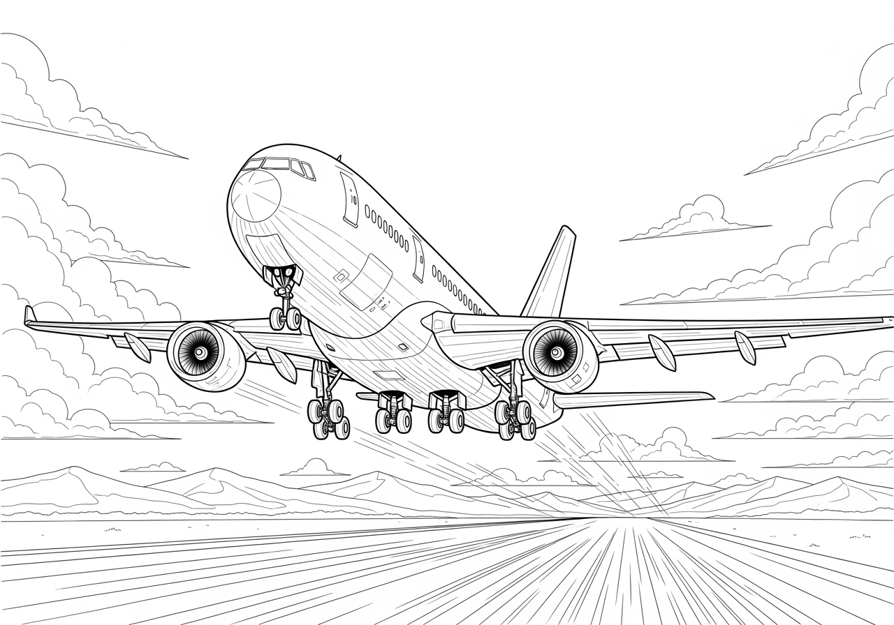Realistic Airplane Coloring Pages For Kids