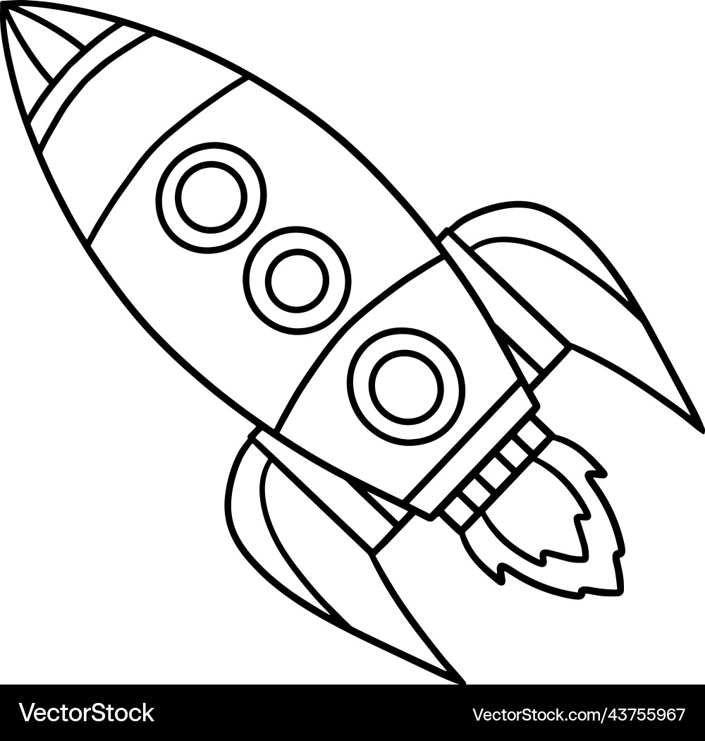 Rocket Ship Isolated Coloring Page For Kids Royalty Free Vector VectorStock