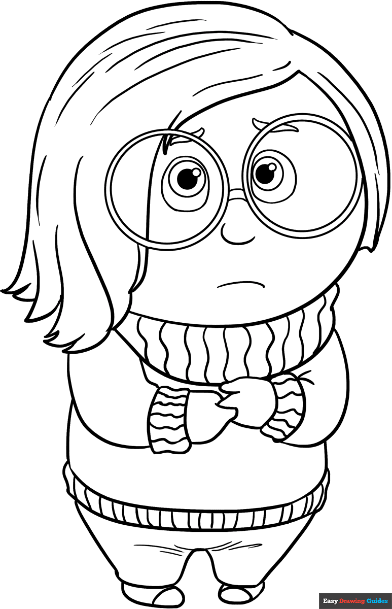 Sadness From Inside Out Coloring Page Easy Drawing Guides