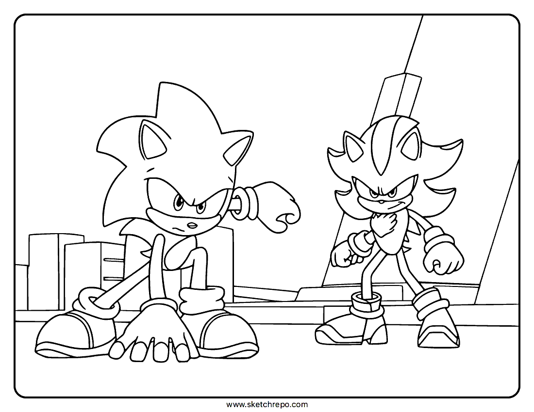 Shadow Vs Sonic Coloring Page Sketch Repo
