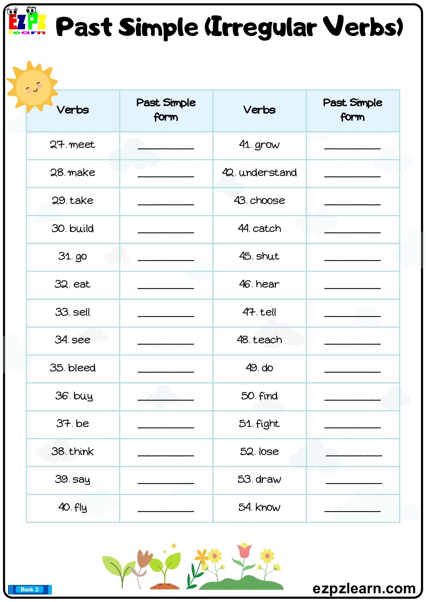 past tense of irregular verbs worksheets