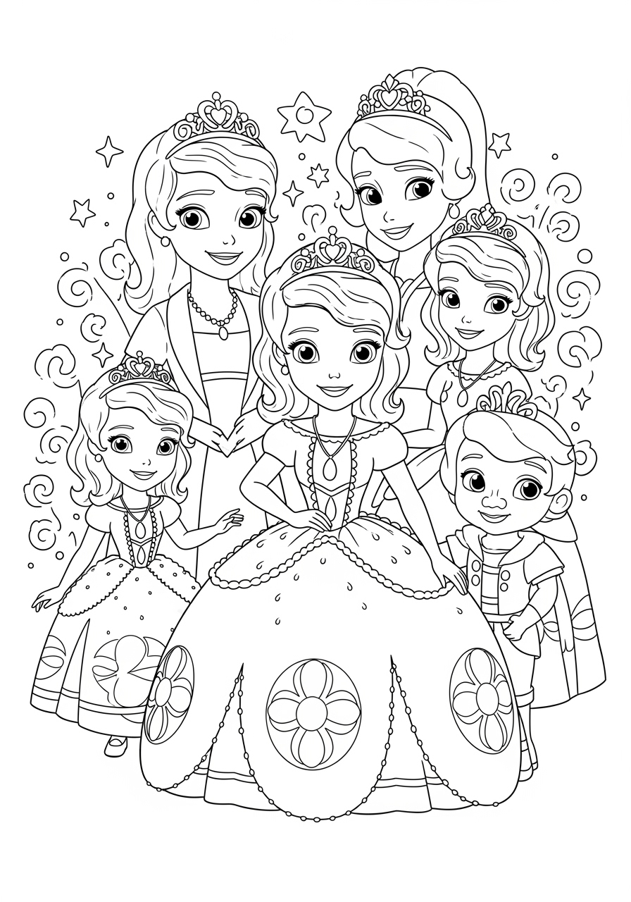 Sofia The First Family Coloring Page Free Printable