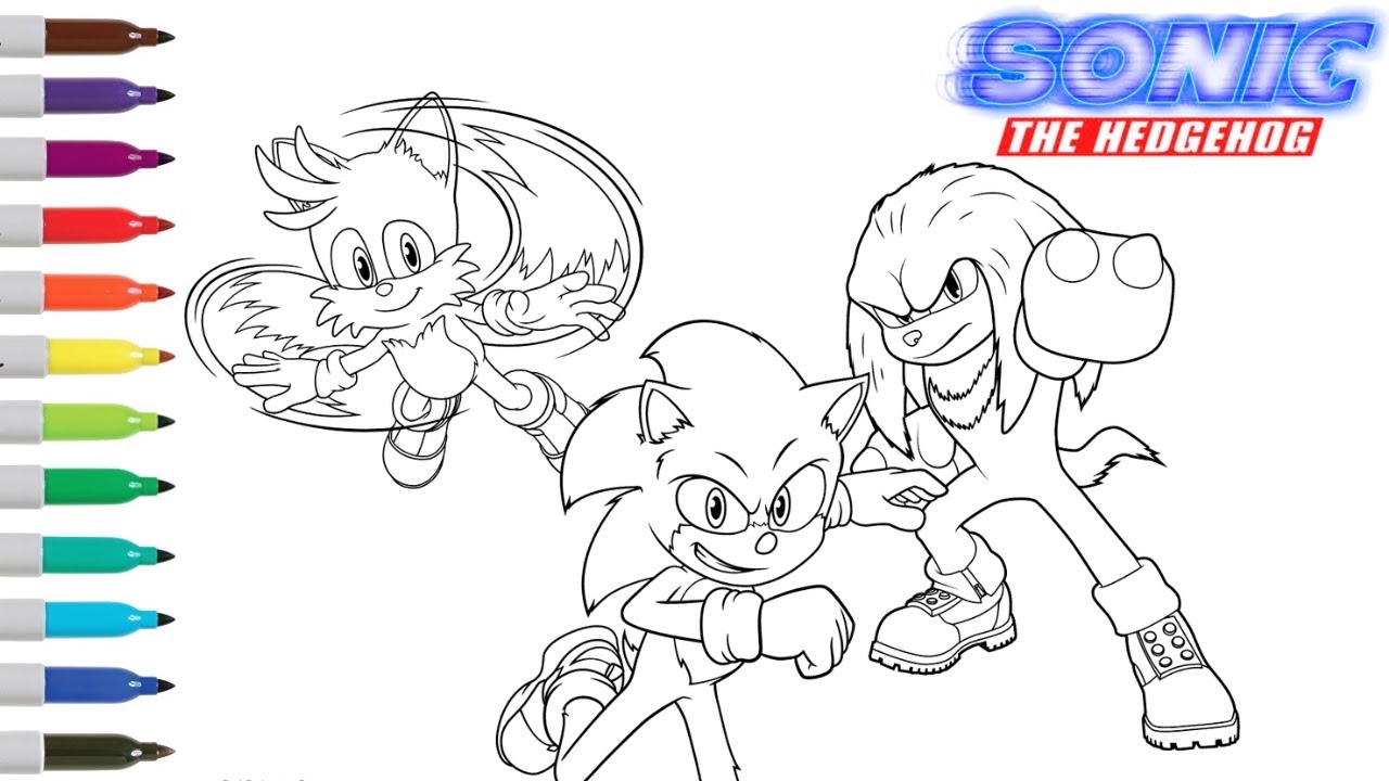 Sonic The Hedgehog Coloring Book Page Sonic Knuckles Tails Sonic The Hedgehog Movie 2 YouTube