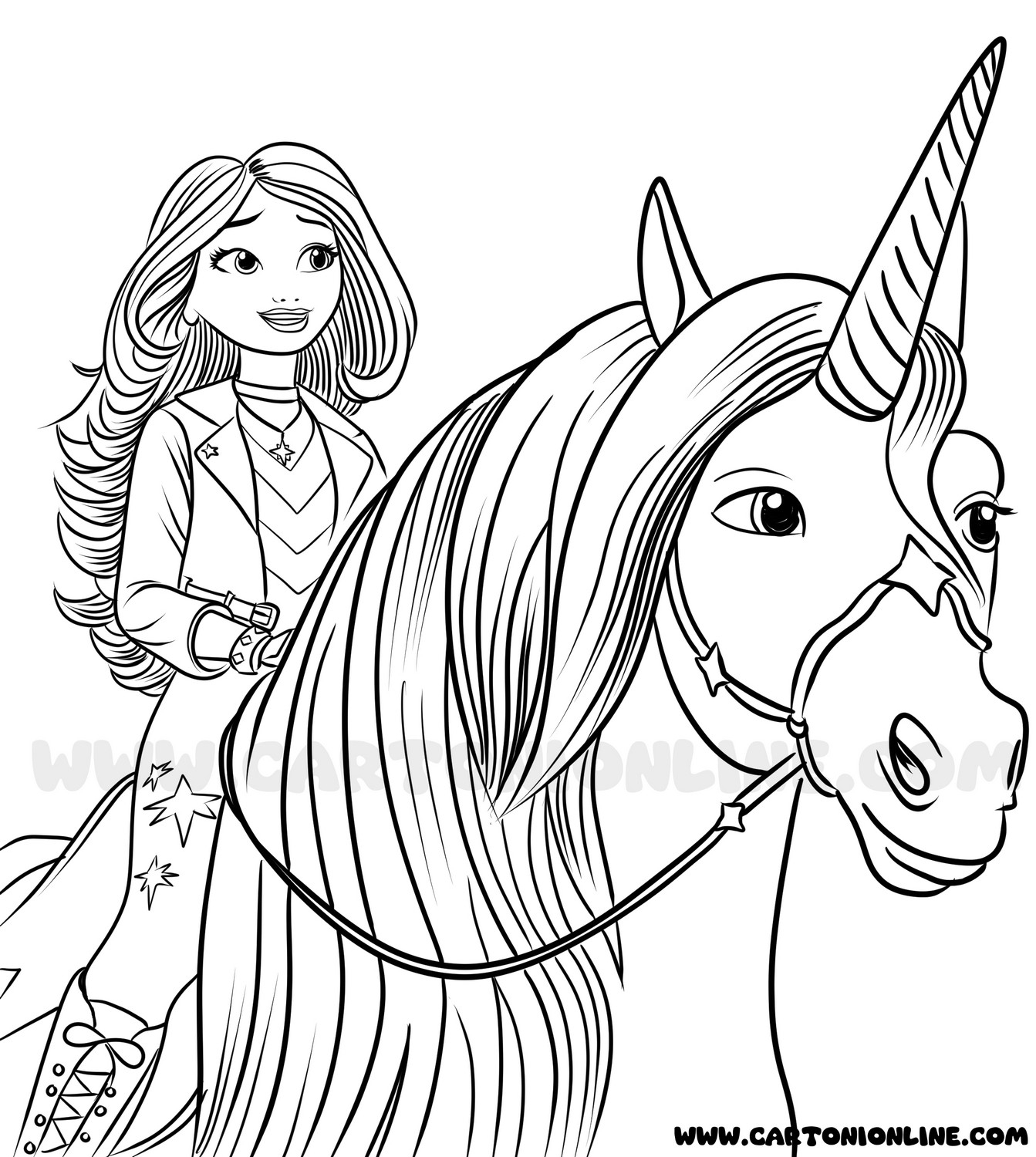 Sophia Riding Wildstar In Harmony Unicorn Academy Coloring Page