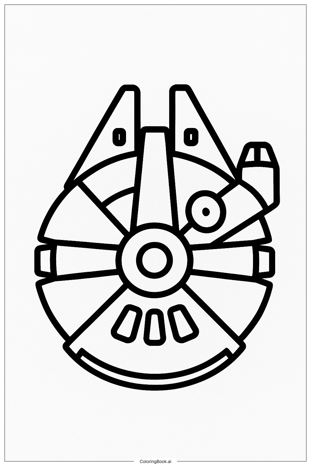 Star Wars Millennium Falcon Outline Coloring Page Free PDF PNG Printable 