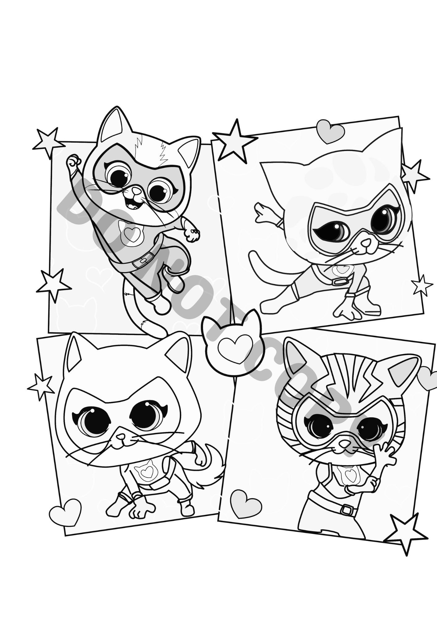 Super Kitties Coloring Book Digital Etsy