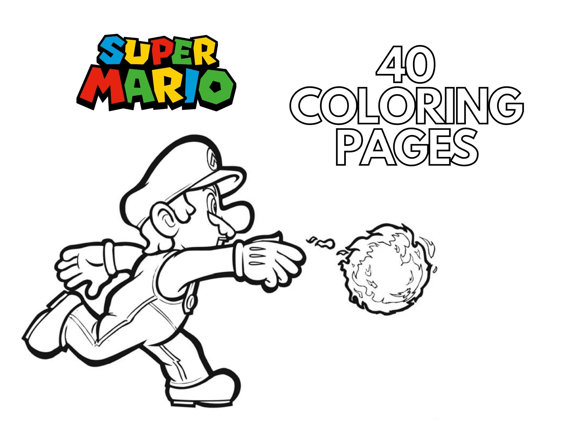 Super Mario Bros Coloring Book 40 Printable Pages PDF Etsy