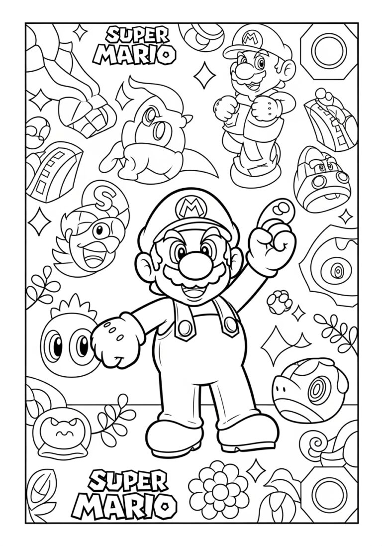 Super Mario Character Coloring Page Free Printable