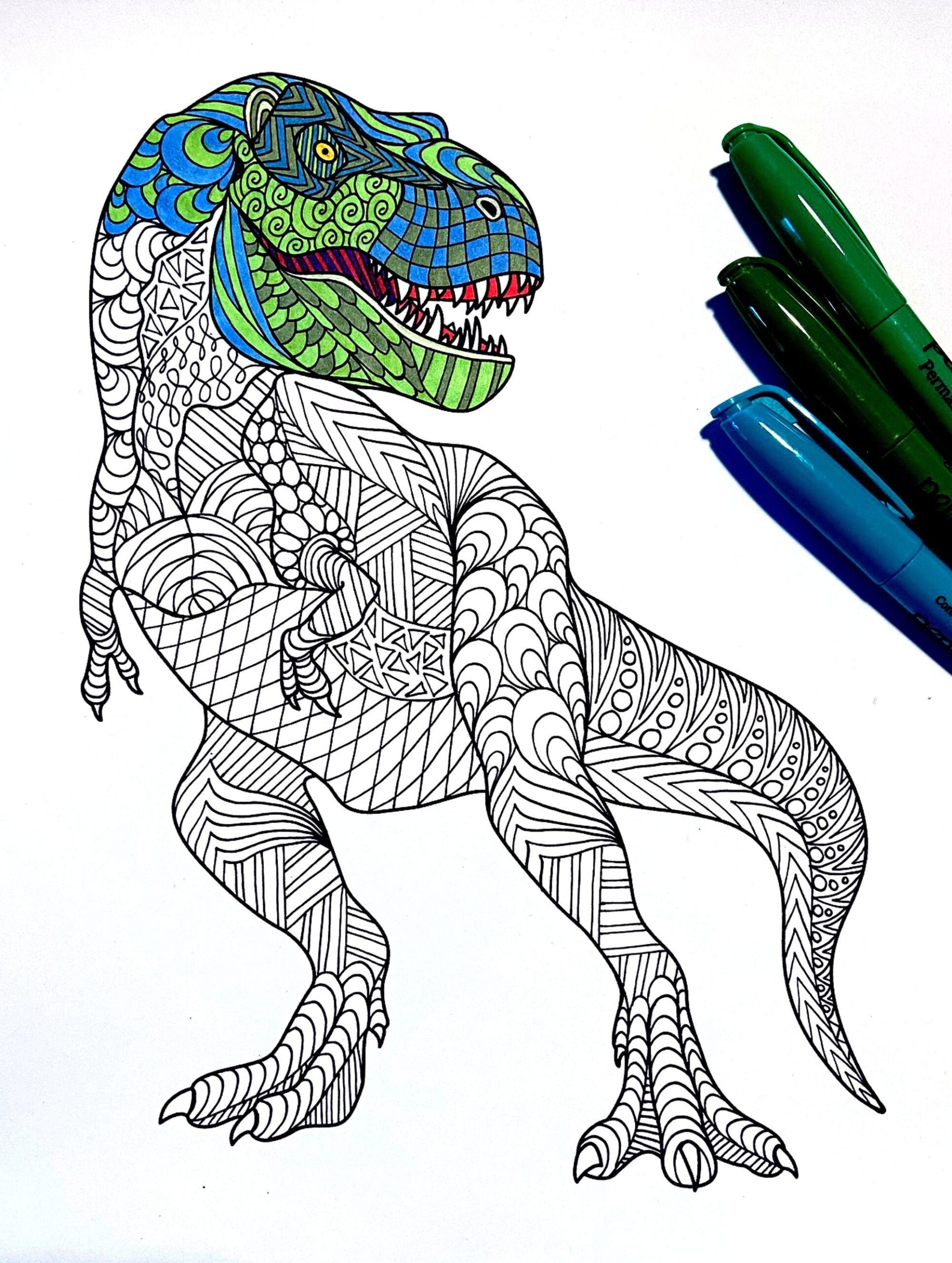 T rex Dinosaur PDF Animal Coloring Page Etsy Israel