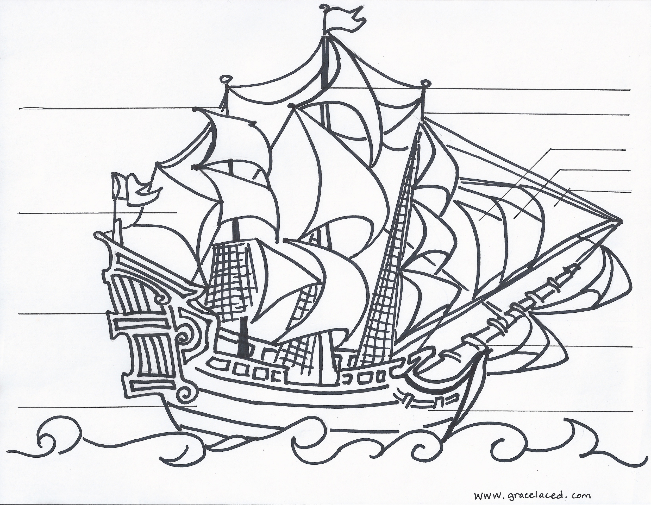 Pirate Ship Coloring Pages