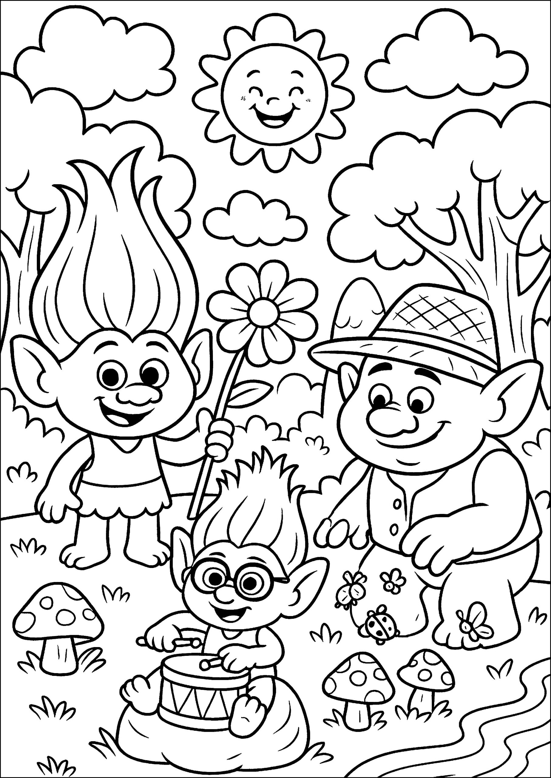 trolls movie coloring pages