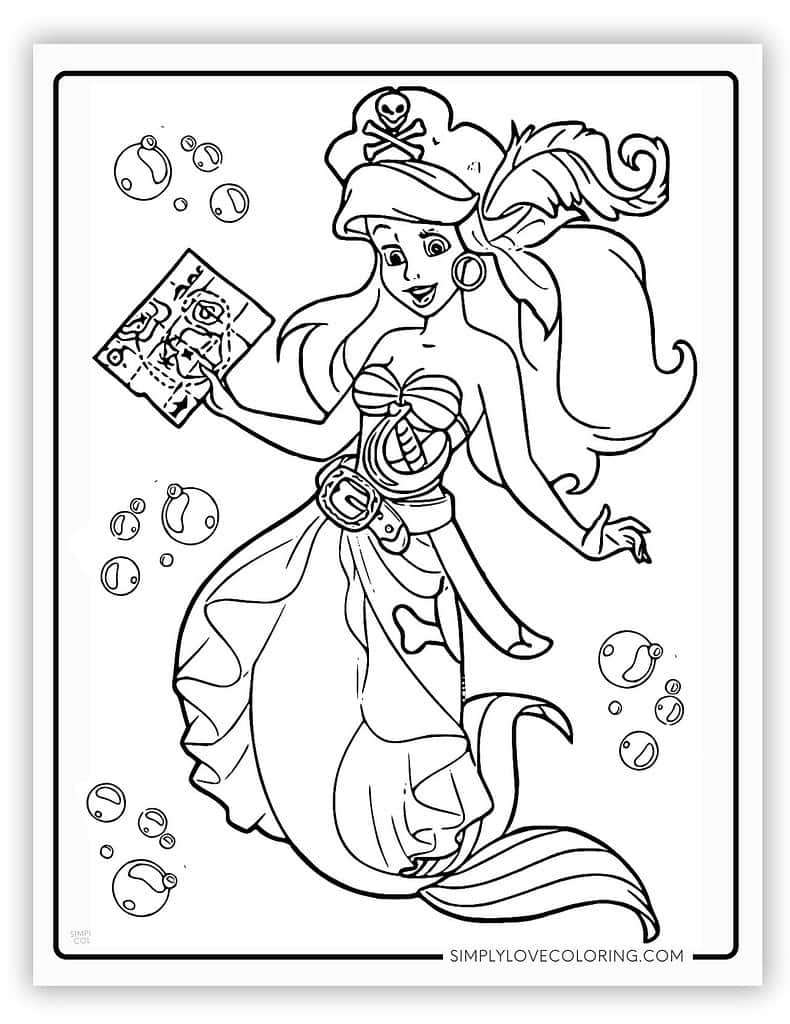 colouring pages little mermaid