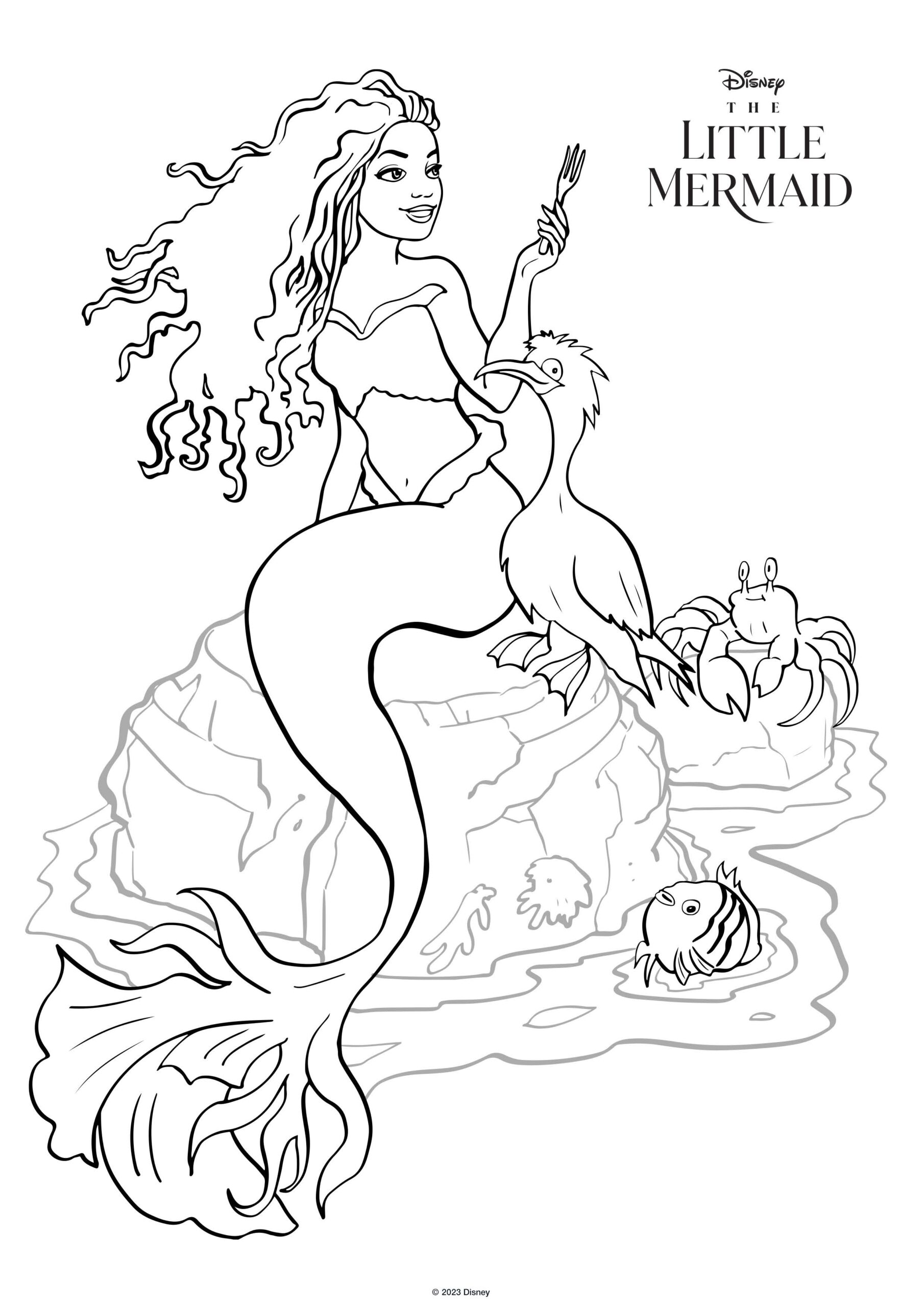 The Little Mermaid Live Action Movie 2023 Coloring Pages With Ariel Halle Bailey YouLoveIt