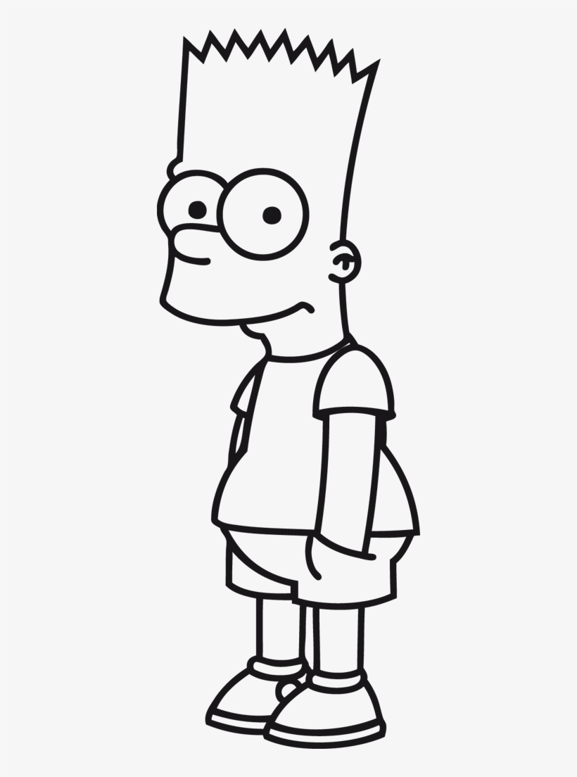 The Simpsons Clipart Black And White Bart Simpson Colouring Pages Transparent PNG 374x1024 Free Download On NicePNG