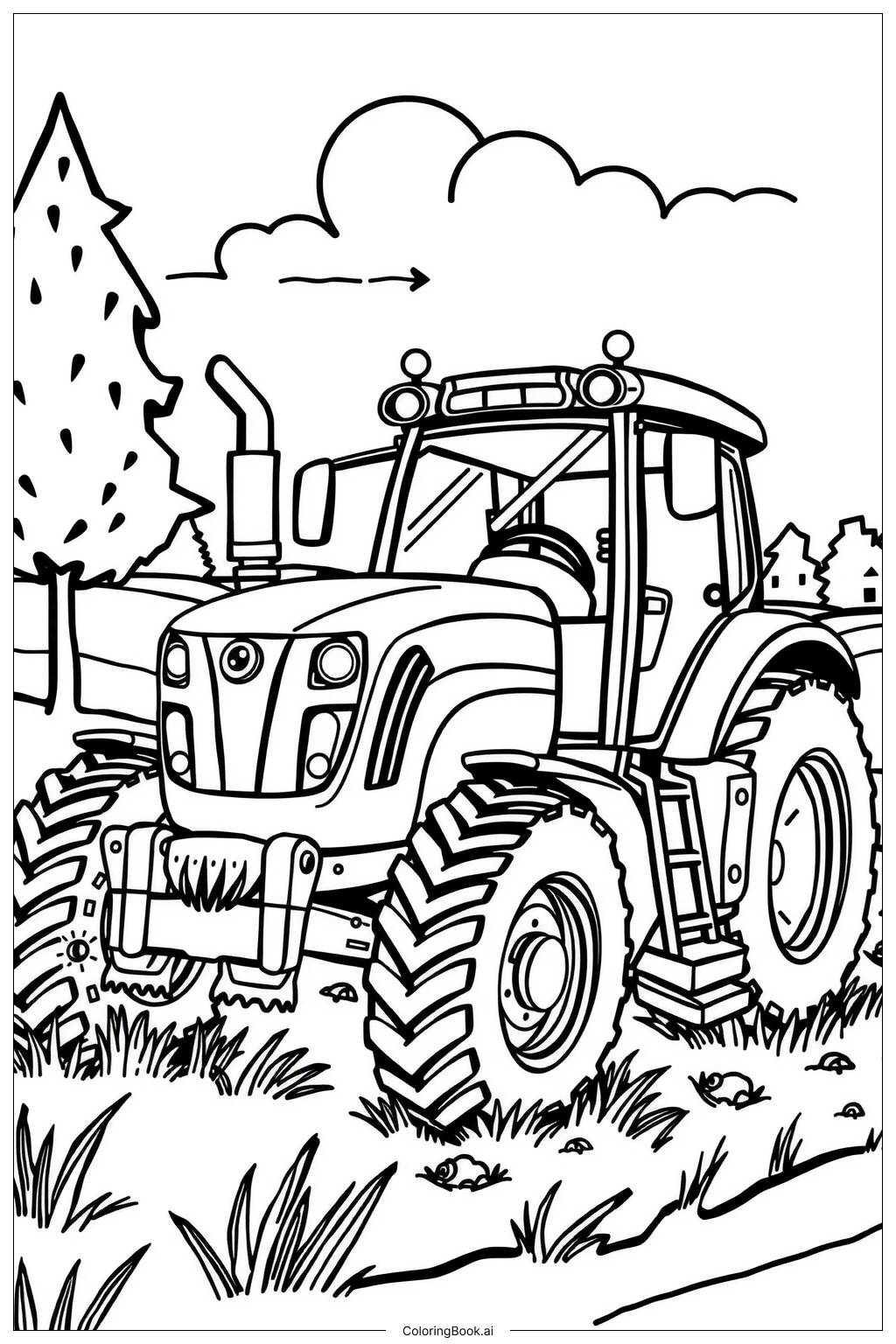 Tractor Farm Morning Coloring Page Free PDF PNG Printable Tractor Farm Morning Coloring Page Free PDF PNG Printable
