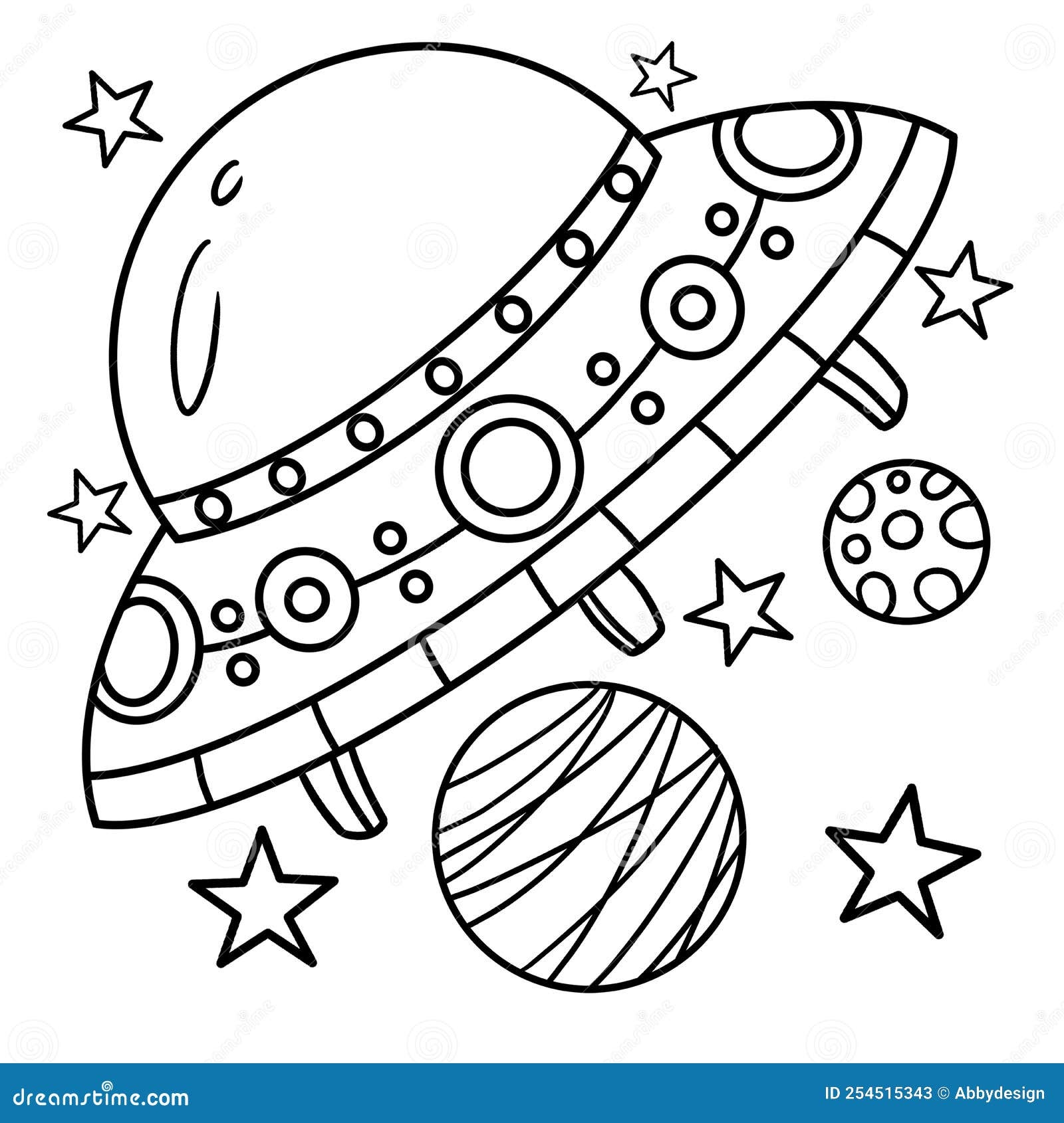 UFO Spaceship Coloring Page For Kids Stock Vector Illustration Of Aliens Coloring 254515343