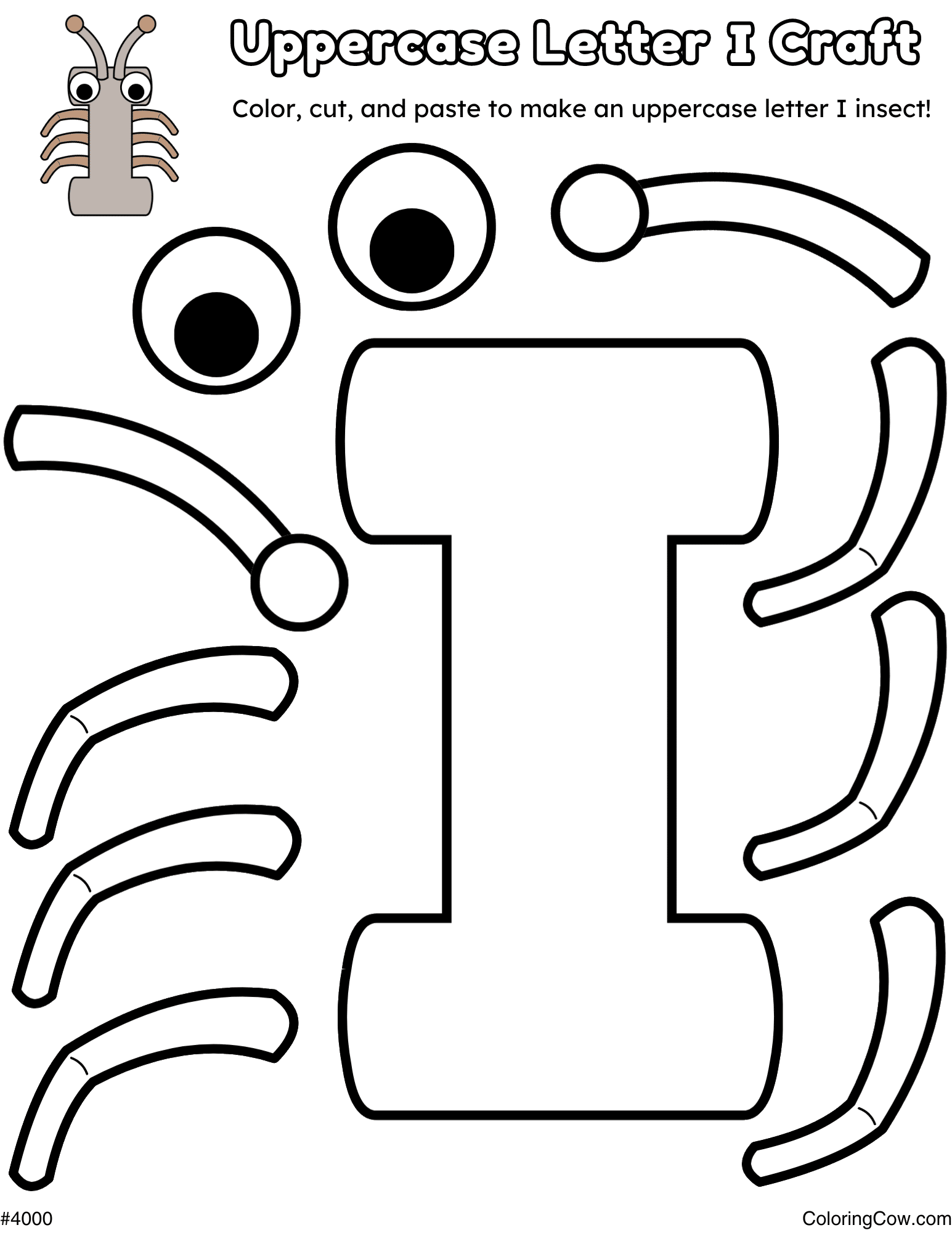 Uppercase Letter I Insect Craft