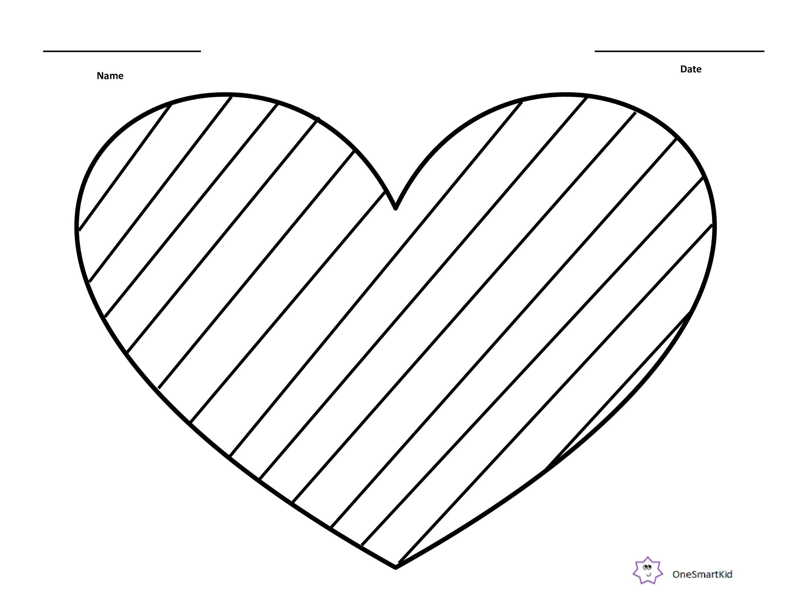 Valentine s Day Striped Big Heart Coloring Page Etsy