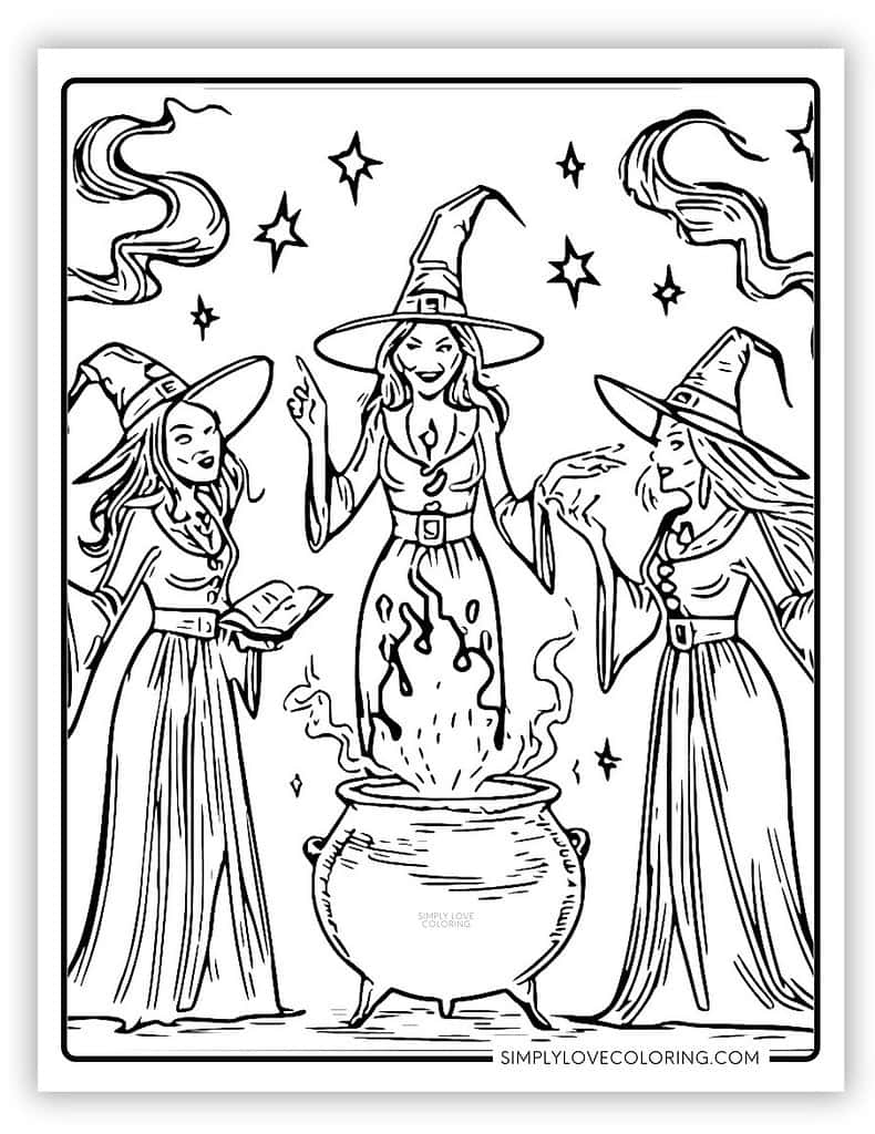 coloring picture of a witch