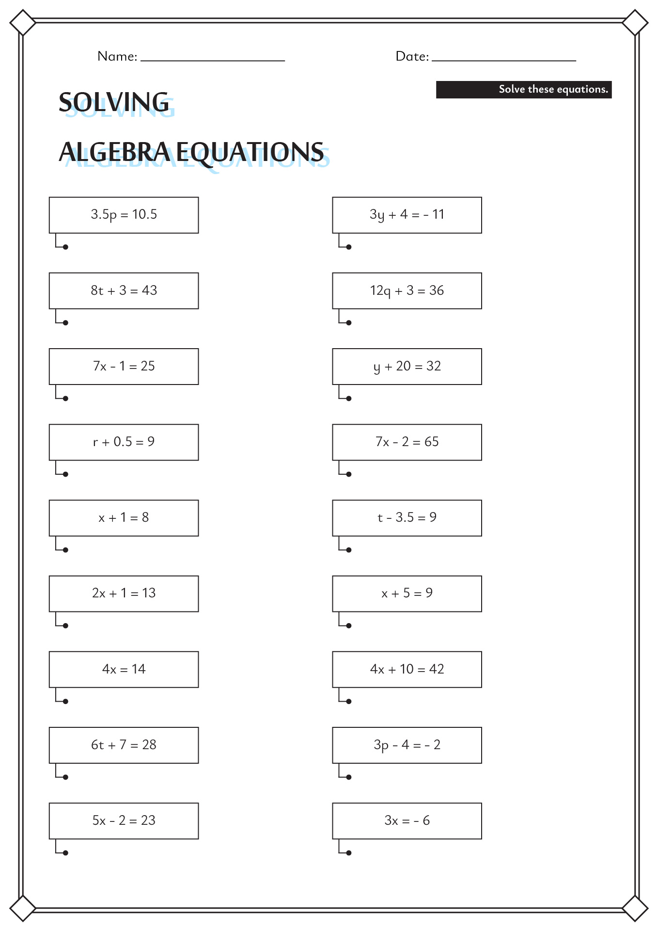 worksheets on linear equations worksheets on linear equations