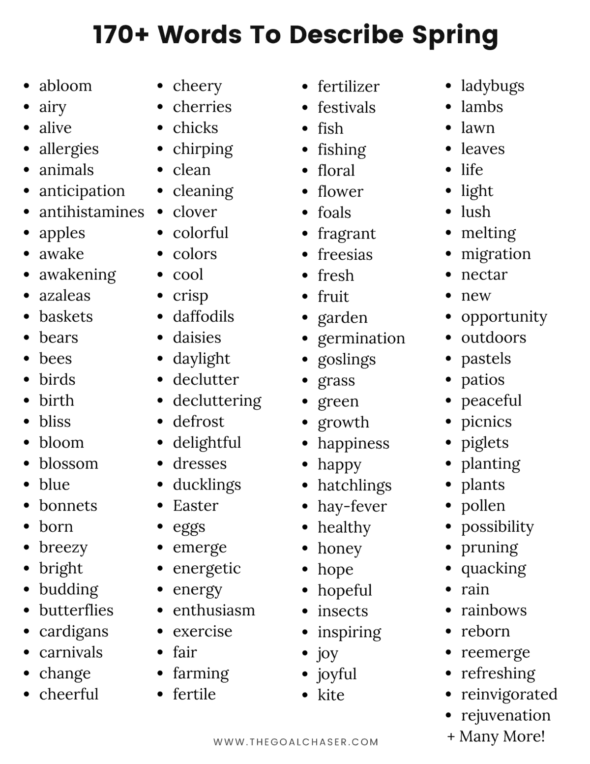 Words To Describe Spring