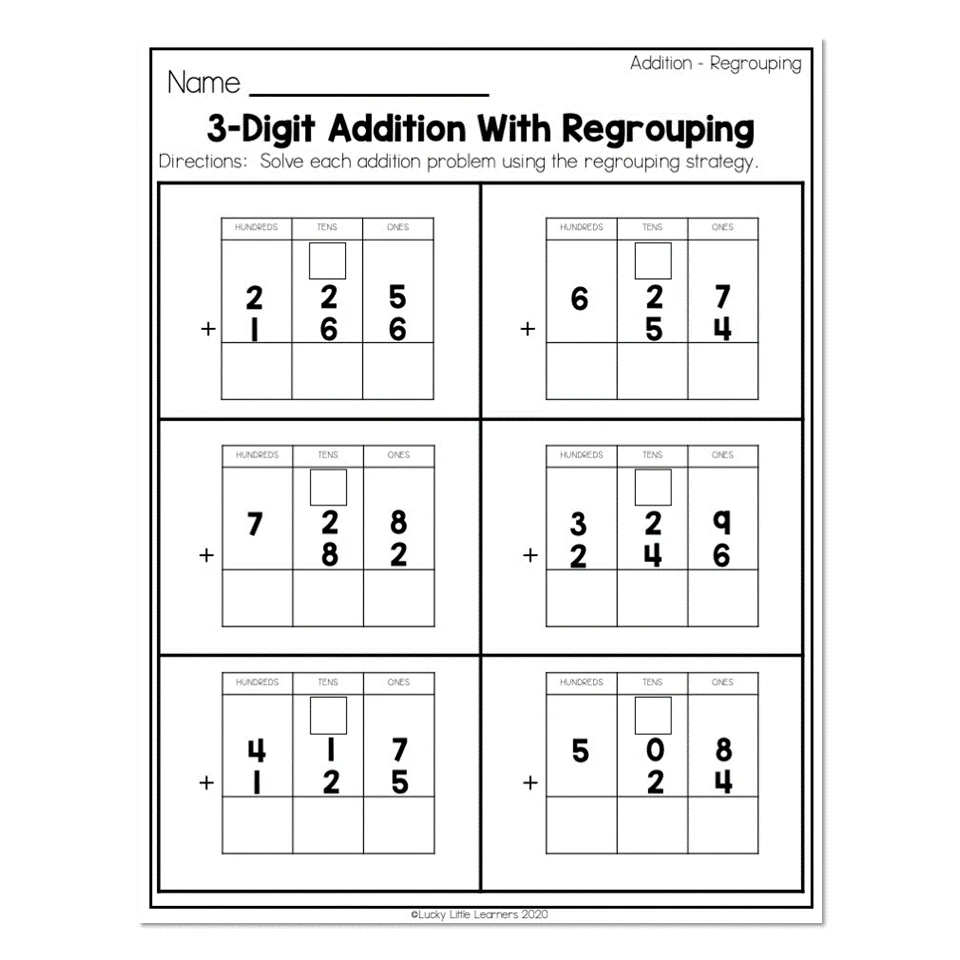 2nd Grade Math Worksheets Place Value Addition Regrouping 3 Digit Addition With Regrouping Lucky Little Learners 2nd Grade Math Worksheets Place Value Addition Regrouping 3 Digit Addition With Regrouping Lucky Little Learners