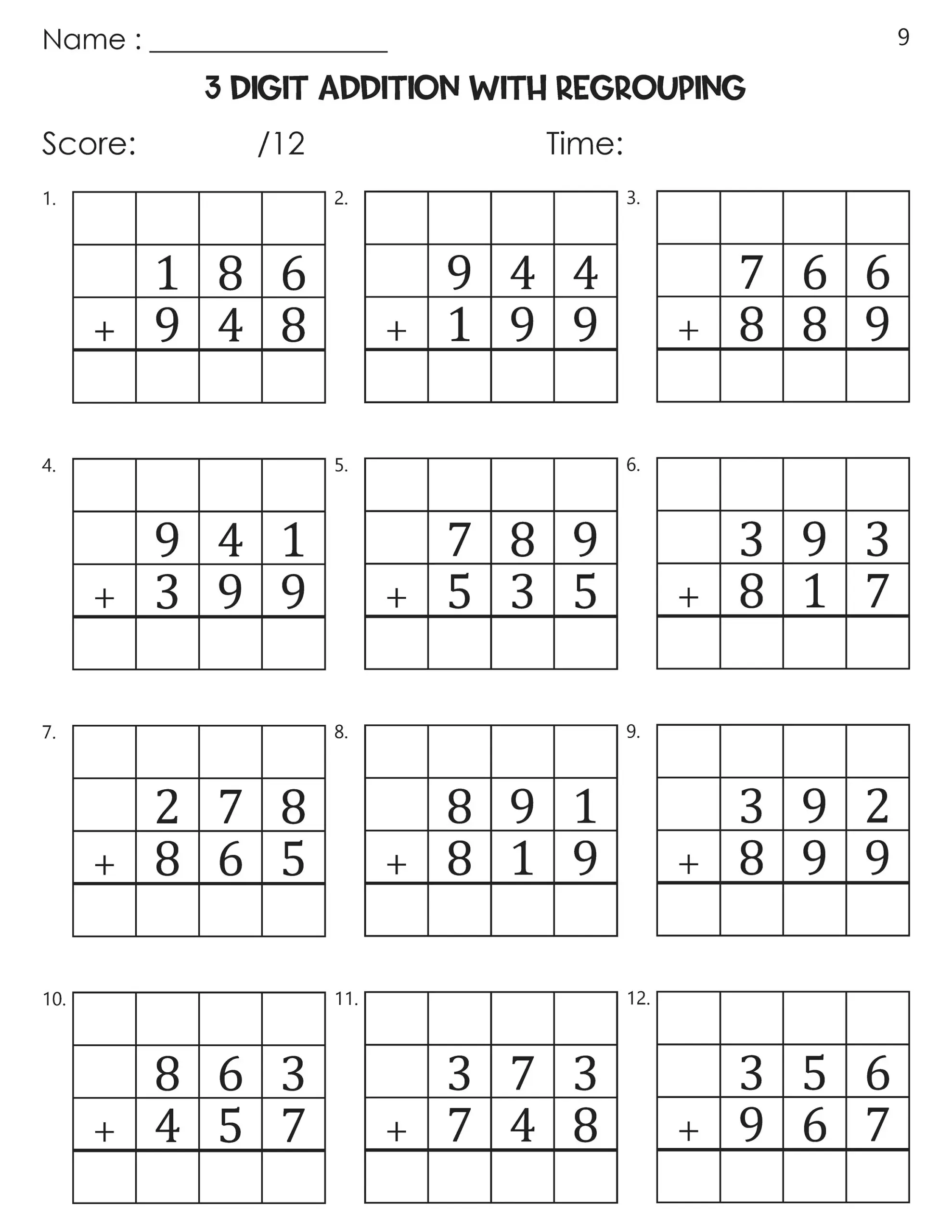 3 Digit Addition With Regrouping Worksheets Etsy 3 Digit Addition With Regrouping Worksheets Etsy