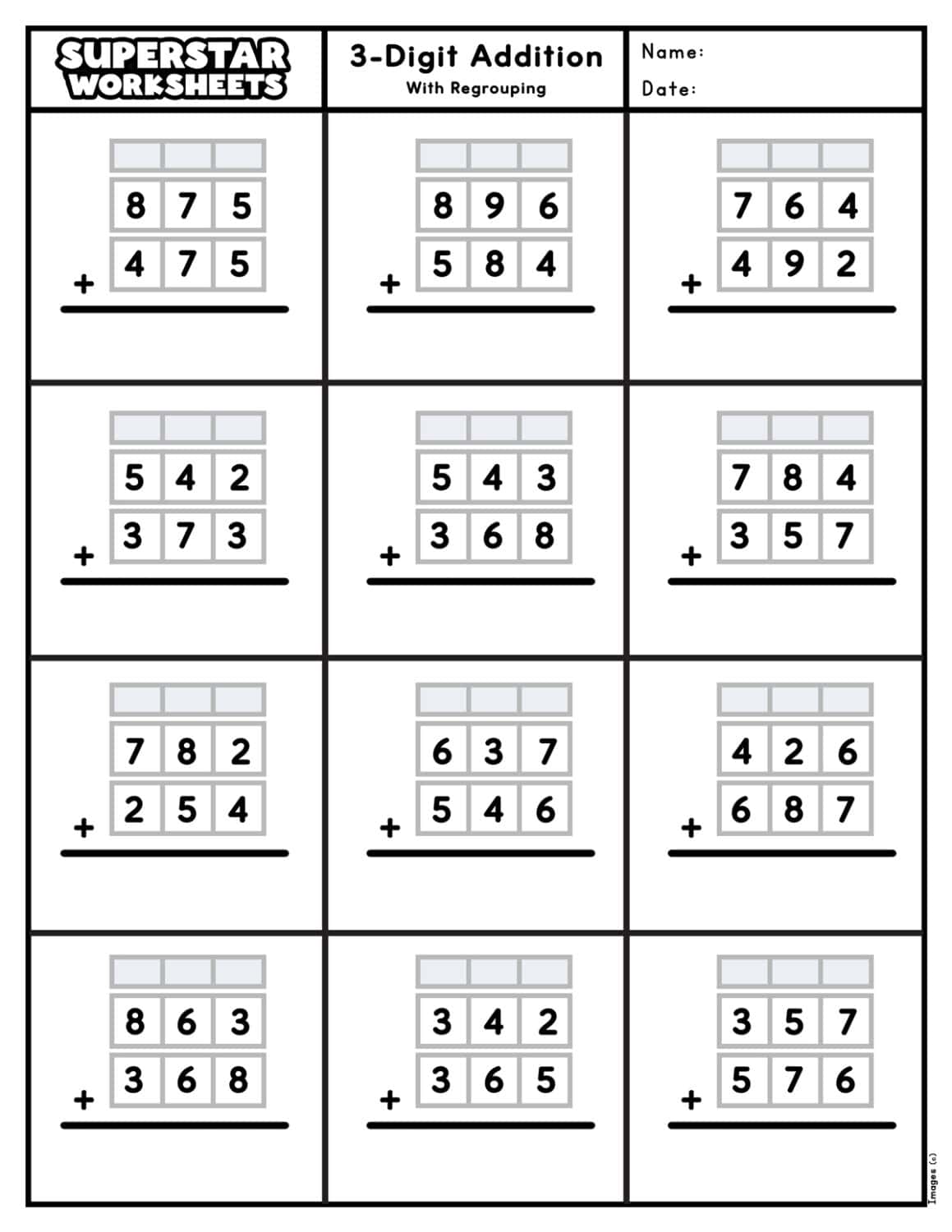 3 Digit Addition Worksheets Superstar Worksheets 3 Digit Addition Worksheets Superstar Worksheets