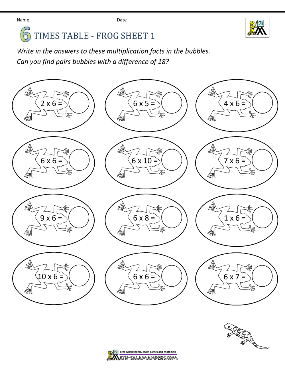 6 Times Tables Worksheets 6 Times Tables Worksheets