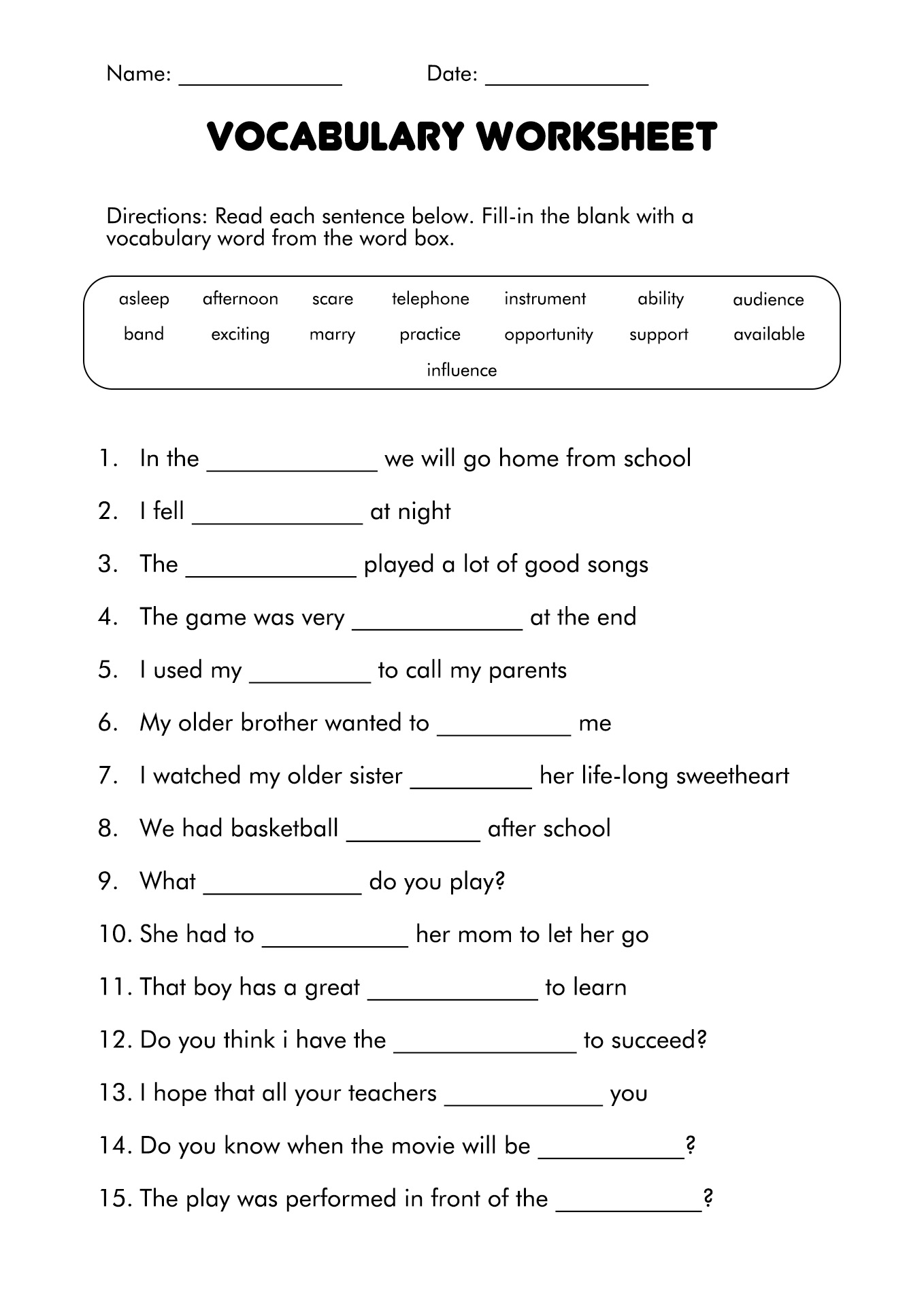 6th Grade Worksheets