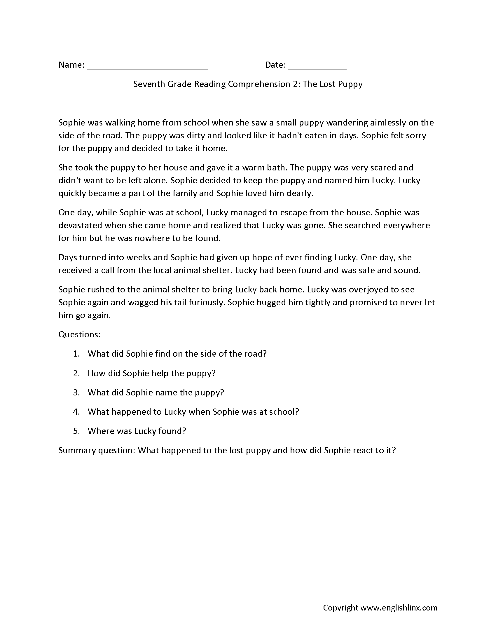 7th Grade Reading Comprehension Worksheets Free PDF 7th Grade Reading Comprehension Worksheets Free PDF