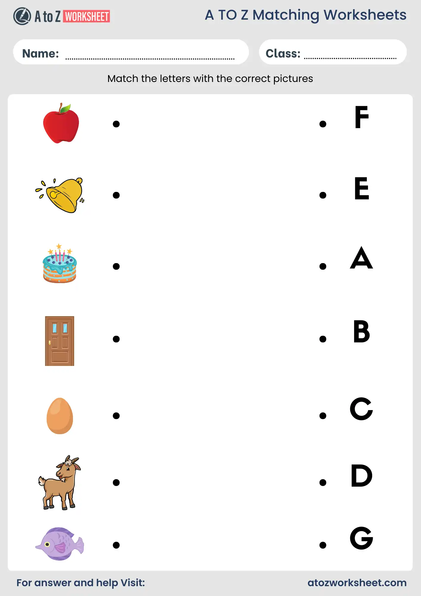 letter a matching worksheets